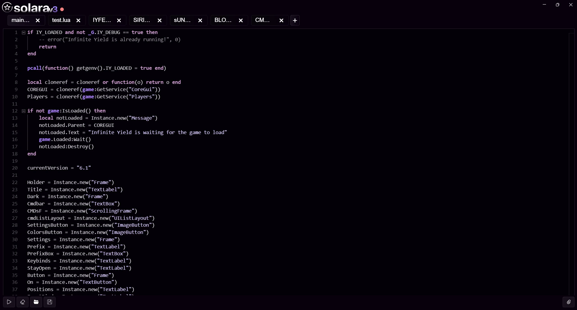 Solara Executor interface — Roblox script executor UI screenshot